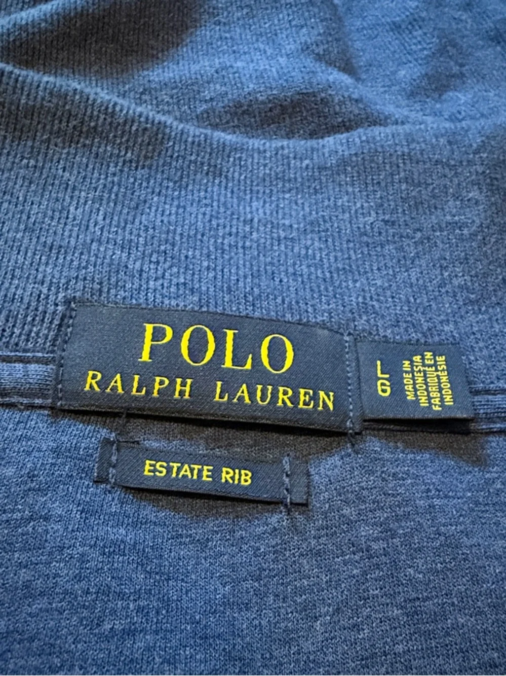 Polo Ralph Lauren Royal Blue Estate Rib Quarter Zip Cotton Micro Rib Sweater - Picture 3 of 4